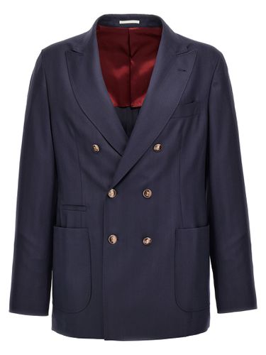 Twill Double-breasted Blazer - Brunello Cucinelli - Modalova