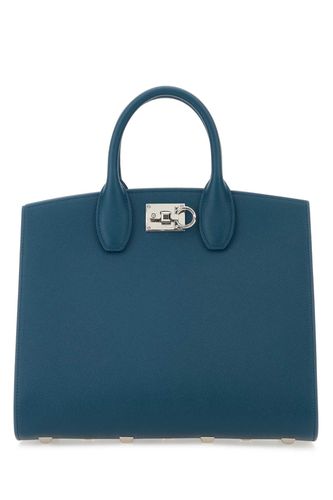 Teal Green Leather Medium Studio Box Handbag - Ferragamo - Modalova