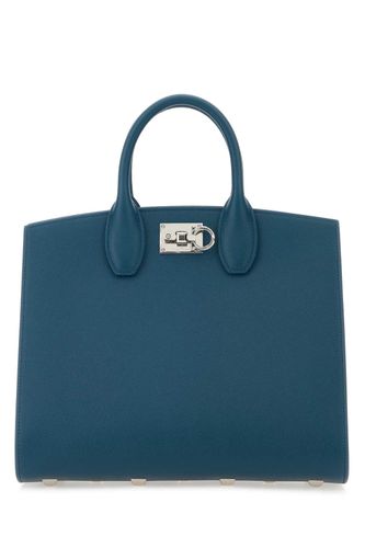 Teal Green Leather Medium Studio Box Handbag - Ferragamo - Modalova