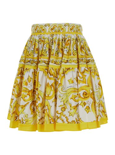 Round Miniskirt With Majolica Print In Cotton Woman - Dolce & Gabbana - Modalova