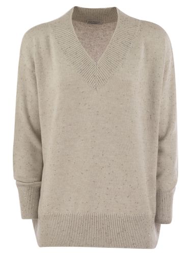 Cashmere And Silk Sweater With Micro Sequins - Brunello Cucinelli - Modalova