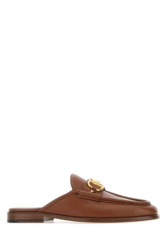 Brown Leather Vlogo Slippers - Valentino Garavani - Modalova