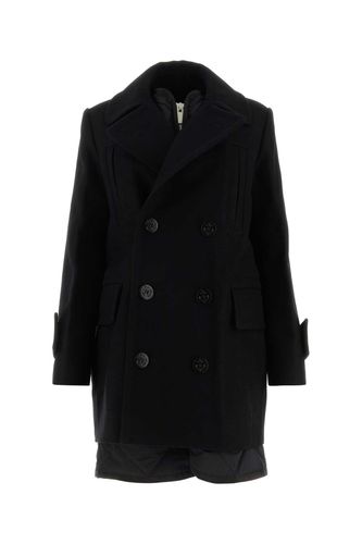 Sacai Black Wool Melton Mix Coat - Sacai - Modalova