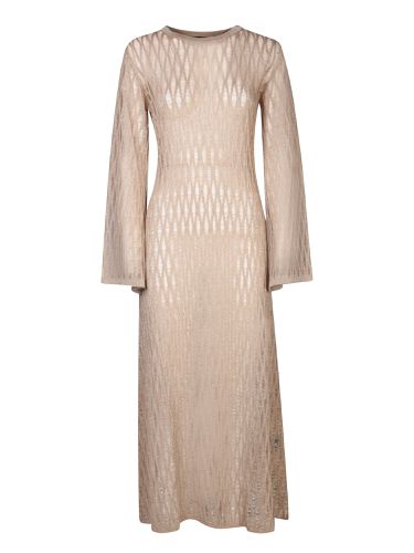 Gold Perforated Knit Long Dress - Federica Tosi - Modalova
