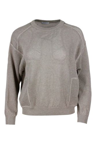 Sweater With Micro-mesh - Brunello Cucinelli - Modalova