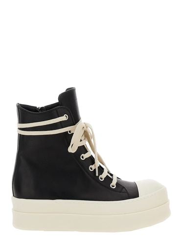 Mega Bumper Black High Top Sneakers With Oversized Laces And Platform In Leather Woman - Rick Owens - Modalova