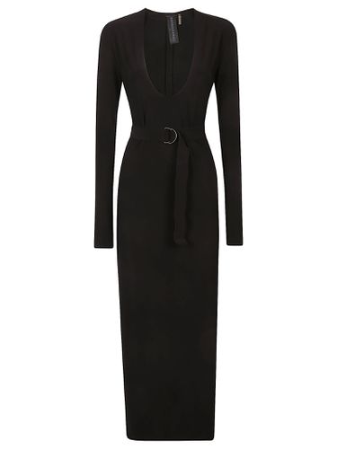 Long Sleeve U Neck Side Slit Dress - Norma Kamali - Modalova