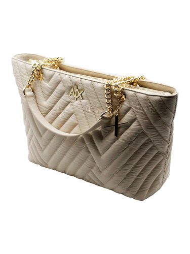 Eco-leather Matelassé Shopping Bag With Zip Closure And Chain Handles, Size 31x27x12 - Armani Collezioni - Modalova