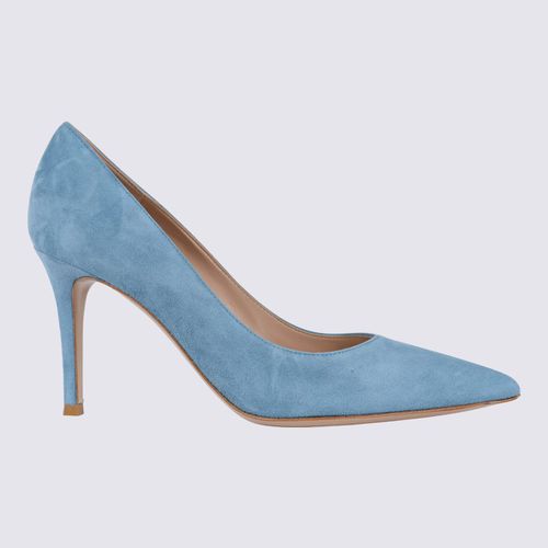 Light Blue Suede Pumps - Gianvito Rossi - Modalova