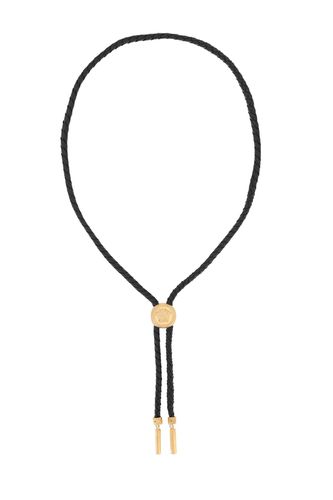 Black Leather Medusa Necklace - Versace - Modalova