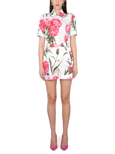 Short Jumpsuit With Carnation Print - Dolce & Gabbana - Modalova