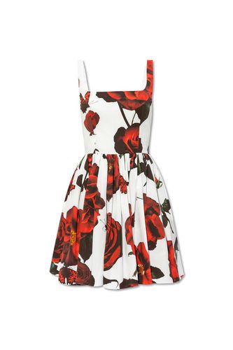 Floral Printed Square Neck Mini Dress - Alexander McQueen - Modalova