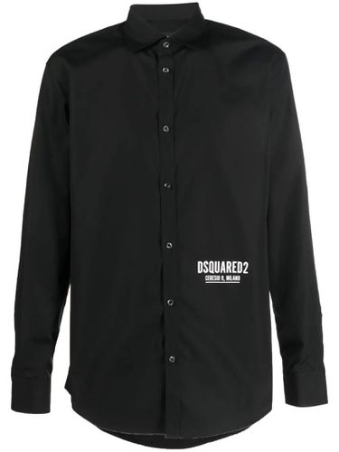 Cotton Shirt With Contrasting Color Logo - Dsquared2 - Modalova