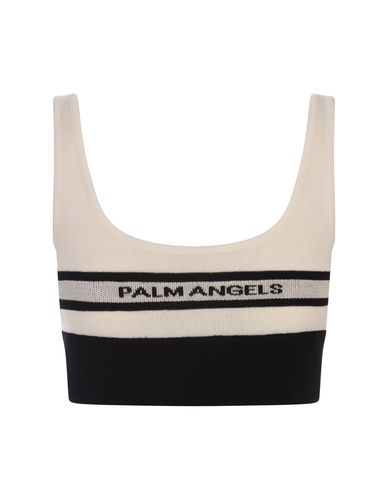 Two-tone Wool Crop Top With Logo - Palm Angels - Modalova