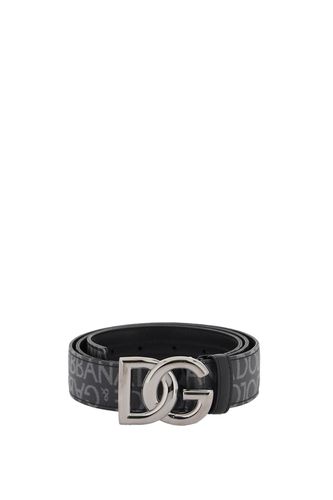 Coated Jacquard Logo Belt With Dg Buckle - Dolce & Gabbana - Modalova