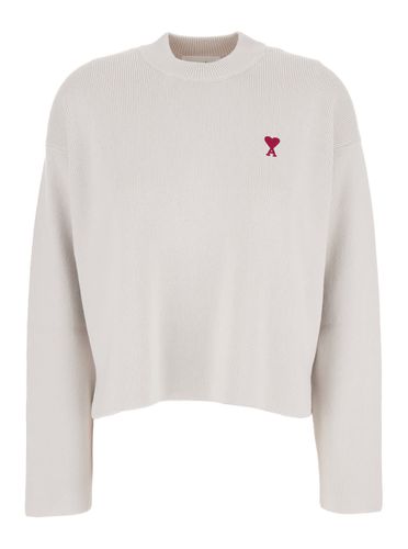 Crewneck Sweater With Signature Ami De Coeur Logo In Cotton Blend Woman - Ami Alexandre Mattiussi - Modalova