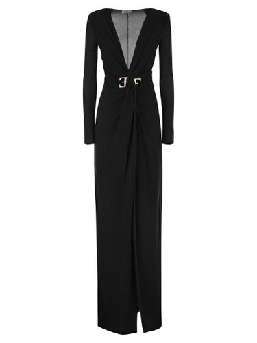 Red Carpet Dress In Lurex Jersey With Knot And Logo Accessory - Elisabetta Franchi - Modalova