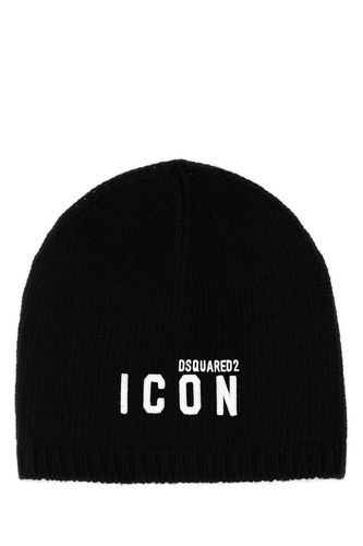 Black Wool Blend Beanie Hat - Dsquared2 - Modalova