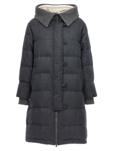 Knit Collar Padded Coat - Brunello Cucinelli - Modalova