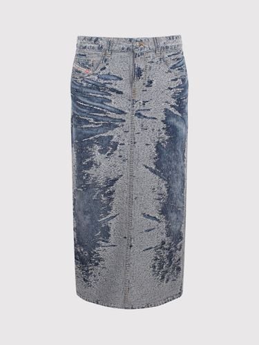 De-skye-s Midi Skirt In Distressed Jacquard Denim - Diesel - Modalova