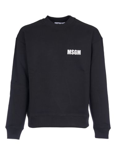 Rib Trim Crewneck Logo Sweatshirt - MSGM - Modalova