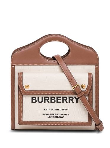Fabric And Leather Handbag With Logo - Burberry - Modalova
