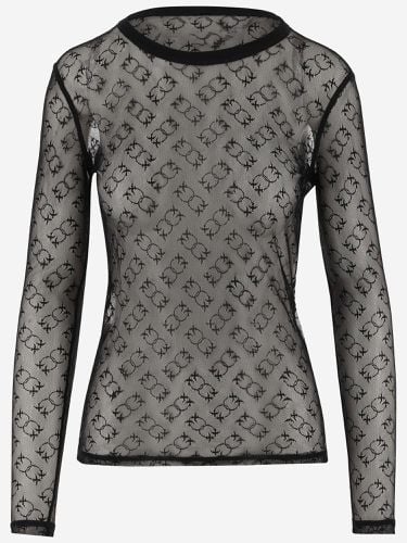 Monogram Transparent Lace Long Sleeve Sweater - Pinko - Modalova