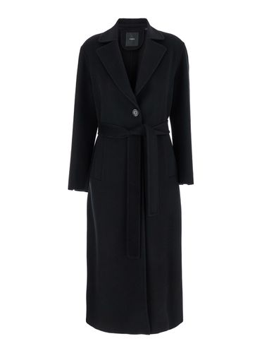 Cornice Long Single-breasted Coat In Wool And Cotton Blend Woman - Pinko - Modalova