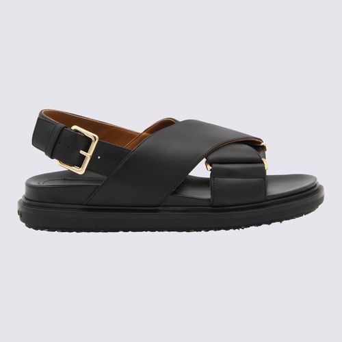 Marni Black Leather Fussbet Sandals - Marni - Modalova