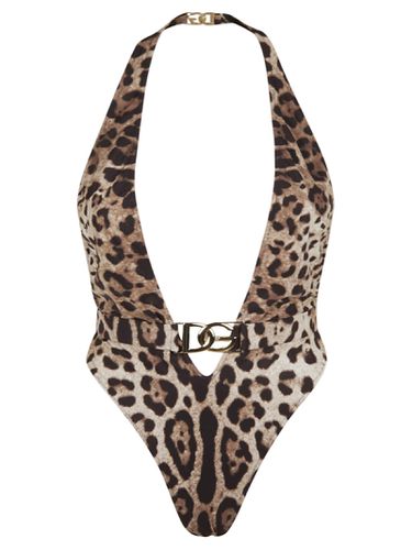 Leopard-print One-piece Swimsuit With Belt - Dolce & Gabbana - Modalova