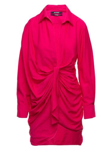 La Robe Bahia Fuchsia Short Draped Shirt Dress In Viscose Woman - Jacquemus - Modalova