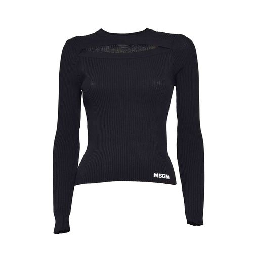 Cut-out Ribbed-knit Crewneck Jumper - MSGM - Modalova