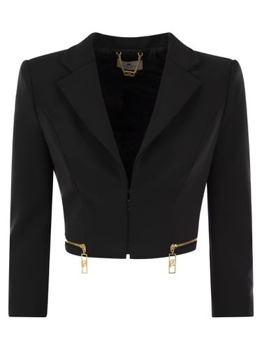 Cropped Stretch Crepe Jacket - Elisabetta Franchi - Modalova