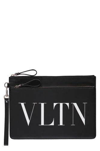 Logo Detail Flat Leather Pouch - Valentino Garavani - Modalova