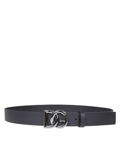 Calfskin Belt With Metal Dg Logo - Dolce & Gabbana - Modalova