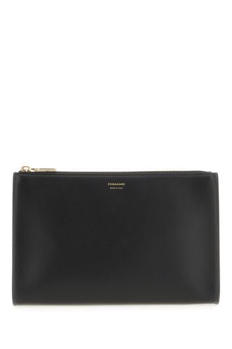 Ferragamo Black Leather Clutch - Ferragamo - Modalova