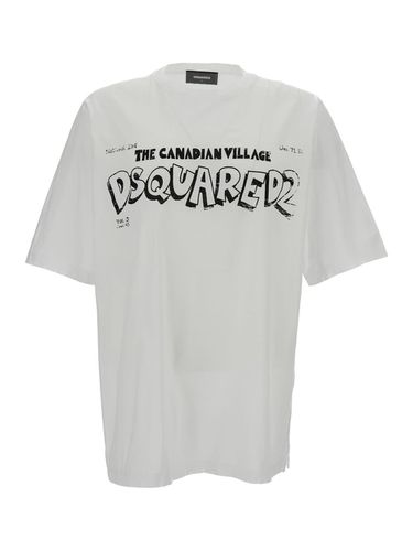 Crewneck T-shirt With Canadian Village Print In Cotton Man - Dsquared2 - Modalova
