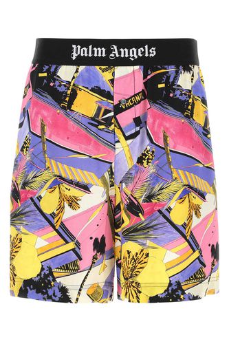 Printed Viscose Bermuda Shorts - Palm Angels - Modalova