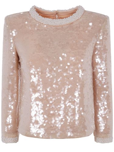 Self-portrait Pearl Trim Sequin Top - self-portrait - Modalova