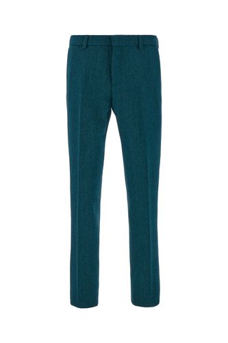 Teal Green Stretch Wool Blend Pants - Versace - Modalova