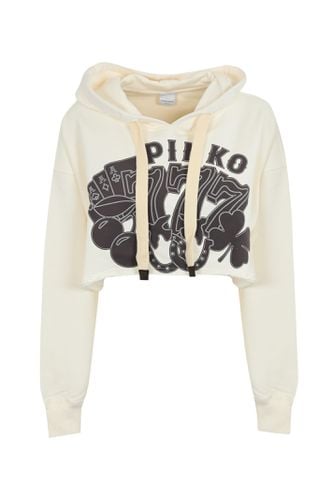 Cropped Cotton Hooded Sweatshirt - Pinko - Modalova