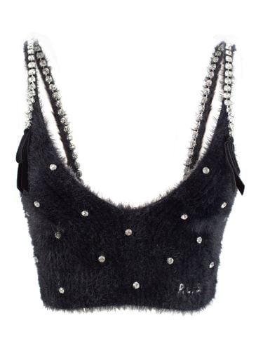 Super Soft Knitted Crop Top With Rhinestones - Philosophy di Lorenzo Serafini - Modalova