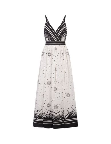 Moon Printed Cotton Dress In And Black - Elie Saab - Modalova