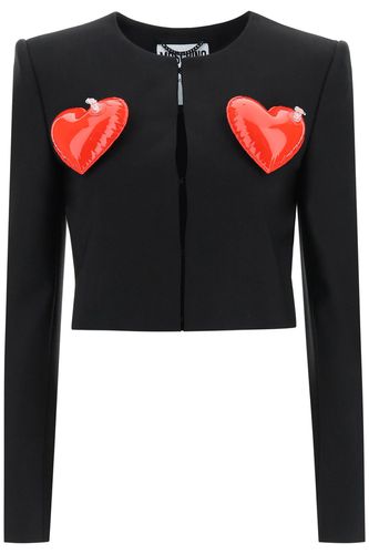 Inflatable Heart Applique Cropped Jacket - Moschino - Modalova