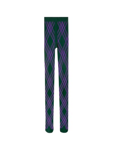 Black And Violet Thights With Argyle Motif In Wool Blend Woman - Burberry - Modalova
