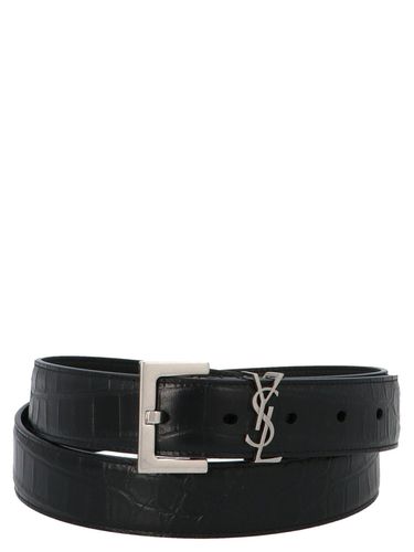 Logo Plaque Embossed Belt - Saint Laurent - Modalova