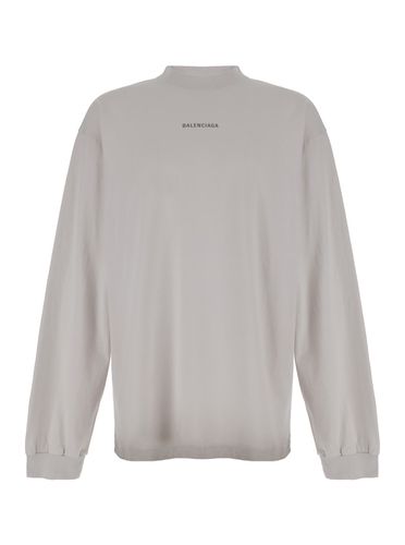 Long Sleeve T-shirt With Logo Lettering Print In Jersey Man - Balenciaga - Modalova