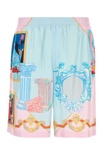 Printed Satin Bermuda Shorts - Versace - Modalova