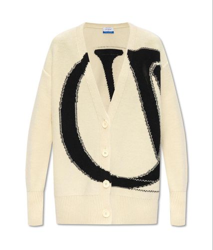 Logo Intarsia V-neck Cardigan - Off-White - Modalova