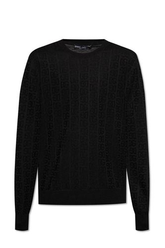 Dg Logo Jacquard Crewneck Knitted Jumper - Dolce & Gabbana - Modalova